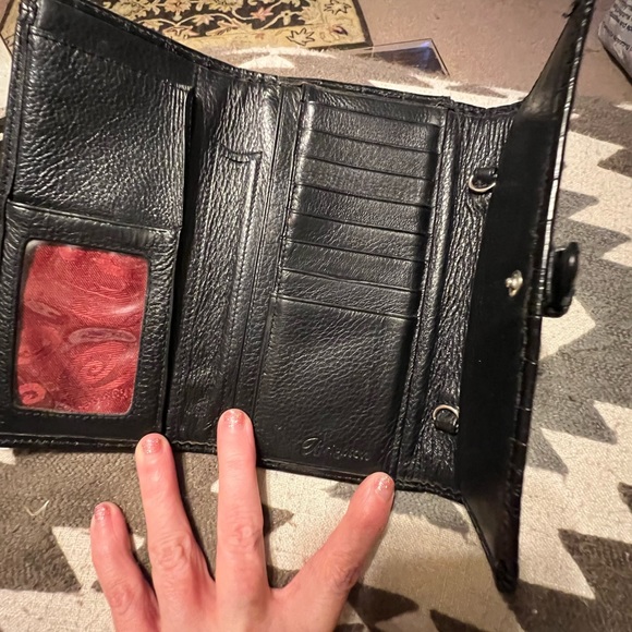 Retro Brighton Large Black Leather Crossbody purse Wallet Buckle Heart Details. - Picture 12 of 16